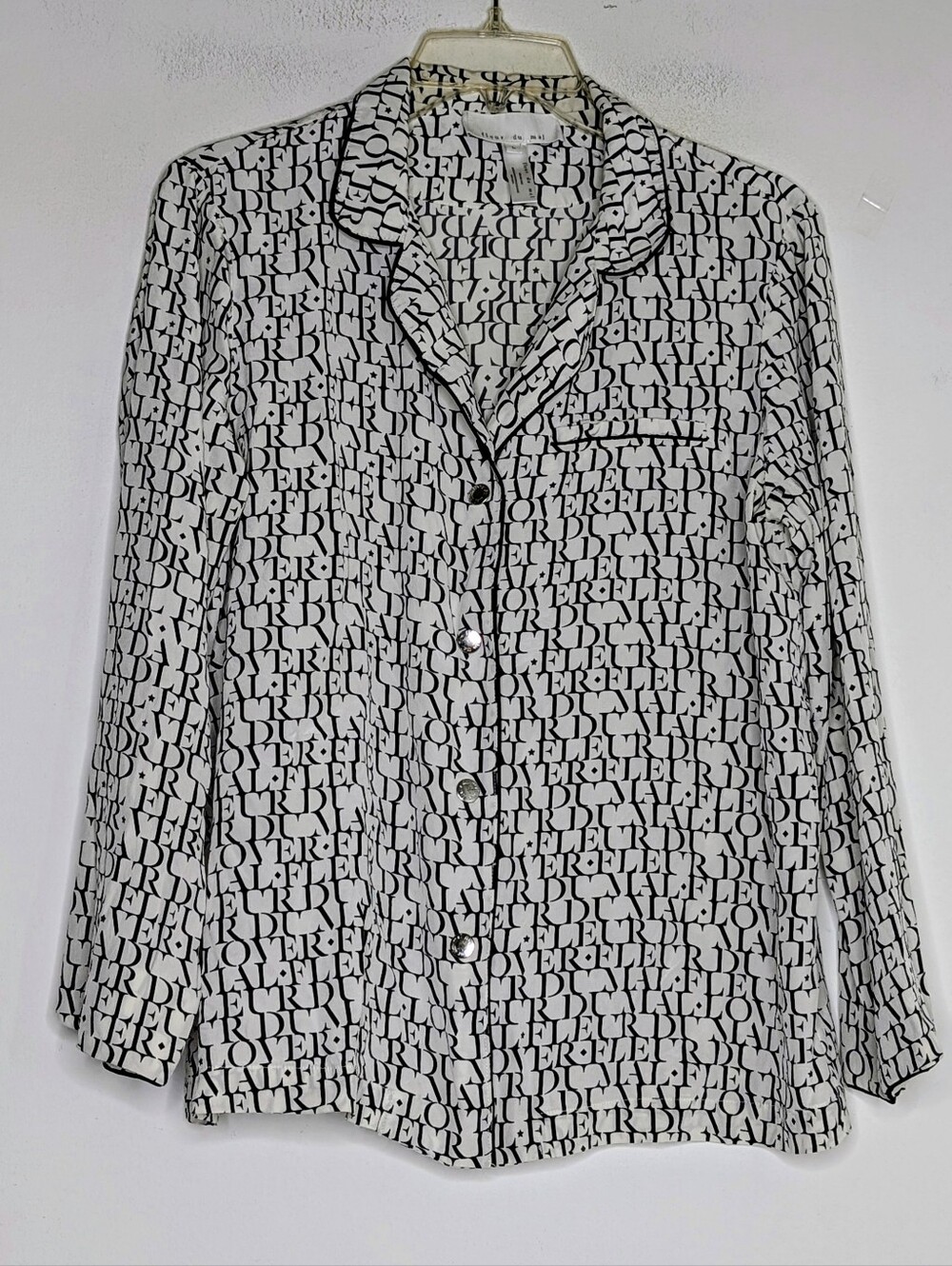 Fleur du Mal • SPELLOUT Logo Snap Button Silk Pajama Top